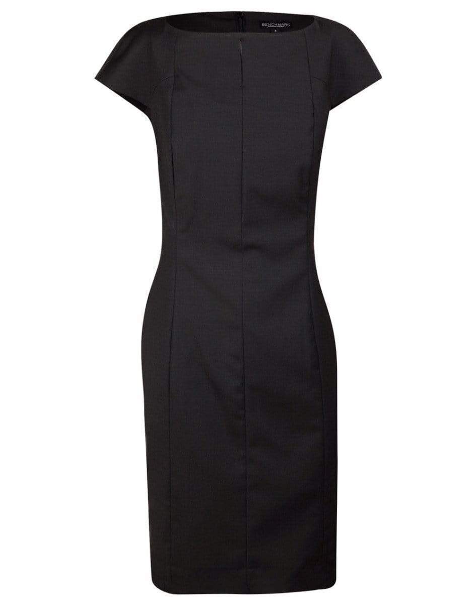 BENCHMARK Ladies’ Wool Blend Stretch Cap Sleeve Dress M9281 Corporate Wear Benchmark Charcoal 6 